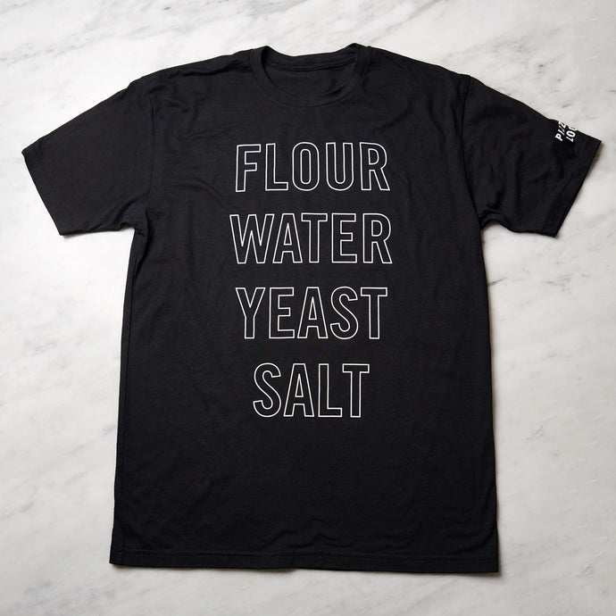 Flour, water, yeast and Salt Pizzeria Locale branded t-shirt